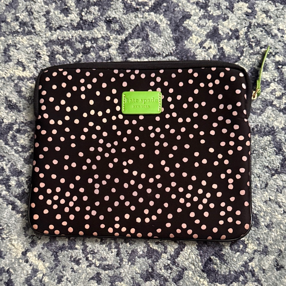 Kate Spade Black and Pink Polka Dot Tablet Sleeve